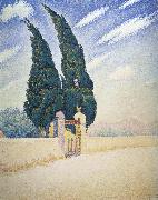 Paul Signac two cypresses mistral Spain oil painting artist